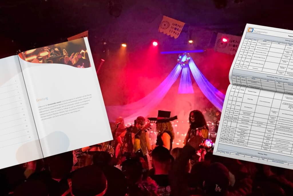 Eventchecklisten und Regieplan in hochwertiger grafischer Illustration