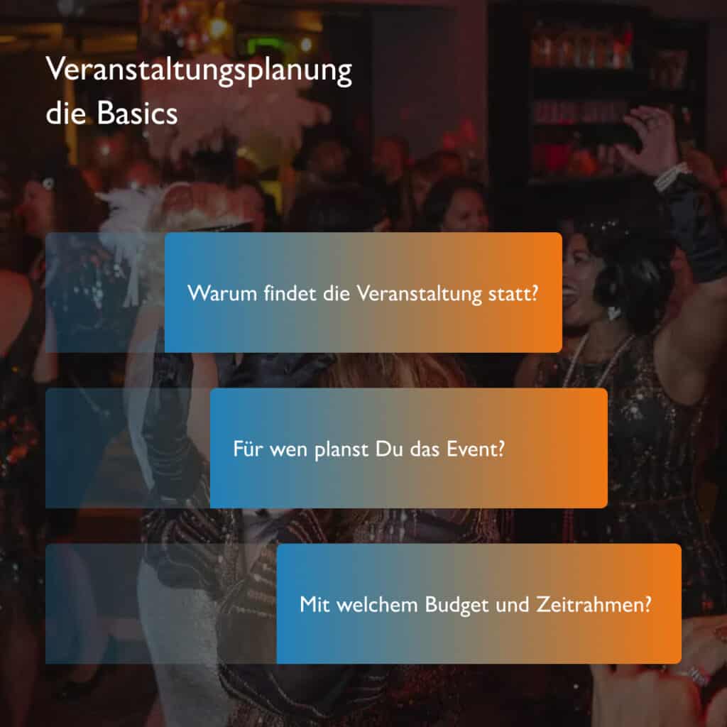 Veranstaltungs planen - die Grundlagen als praktische infografik